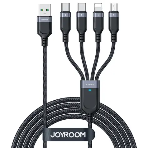 Joyroom Multi-Use Series S-A18 4in1 kabel USB-A - USB-C / USB-C / Lightning / micro-USB 1.2m černá