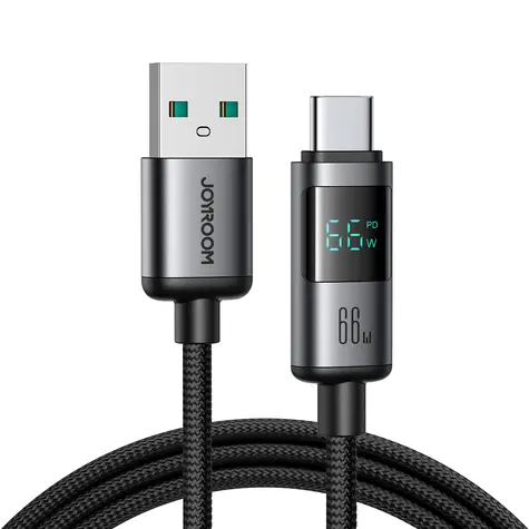 Joyroom S-A16 Pro Prism Series Nabíjecí kabel s displejem USB-A (M) - USB-C (M) 66W 1.2m černá