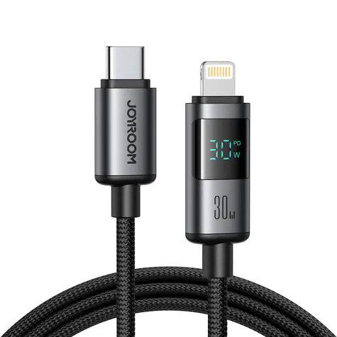 Joyroom S-A16 Pro Prism Series Nabíjecí kabel s displejem USB-C (M) - Lightning (M) 30W 1.2m černá