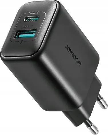 Joyroom JR-TCF13 Síťová nabíječka černá / 1x USB-C + 1x USB-A / 25W 