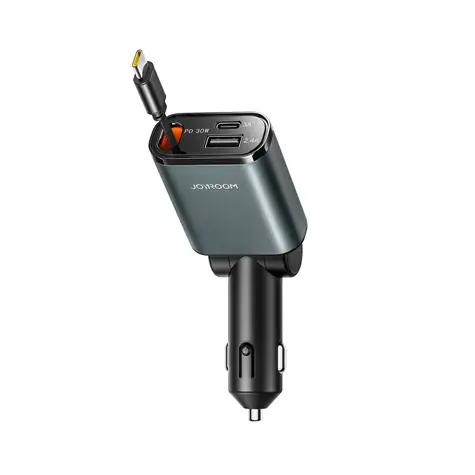 Joyroom JR-CCL07 3-in-1 Car černá / Nabíječka do auta / 30W / 1x USB-A / 1x USB-C / navíjecí kabel USB-C