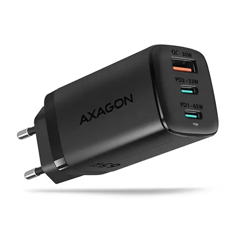 Rozbaleno - AXAGON ACU-DPQ65 napájecí adaptér / 65W / 3x port (USB + dual USB-C) / PD3.0 / rozbaleno