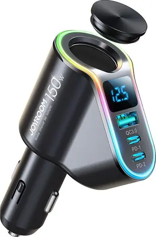 Joyroom JR-CL21 černá / Nabíječka do auta / 150W / 1x USB-A / 2x USB-C