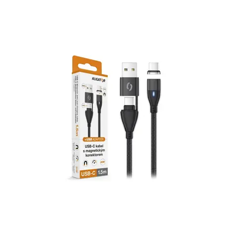 Aligator Datový kabel MAGNETIC 3A 65W / USB-C+USB/USB-C 1,5m