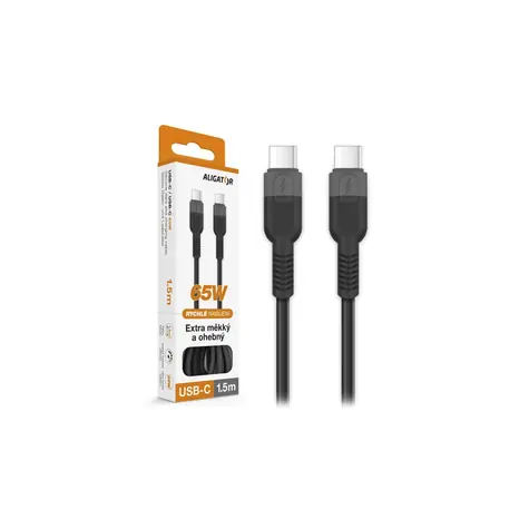Aligator Datový kabel SoftPastels 3A 65W / USB-C/USB-C / černý