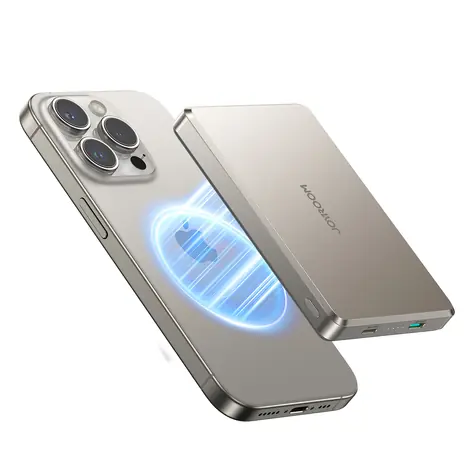 Joyroom JR-PBM08 titanová / Powerbanka / 10000mAh / 20W / 1x Lightning + 1x USB-C + bezdrátové nabíjení