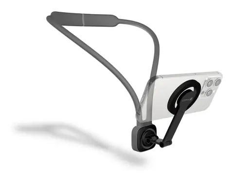 CONNECT IT MagSafe POV šedá / Magnetický držák pro telefon na krk / MagSafe / 17 magnetů / hliník + silikon