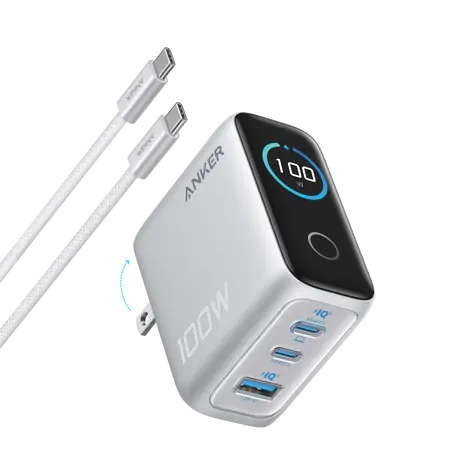 Anker Nabíječka do sítě stříbrná / 100W / 2xUSB-C / USB-A