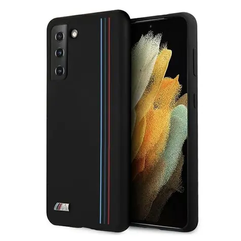 BMW Silikonový zadní kryt Stripes z kolekce M pro Samsung Galaxy S21+ černá