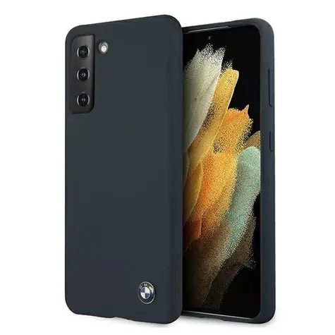 BMW Silikonový zadní kryt Signature pro Samsung Galaxy S21+ tmavá modrá