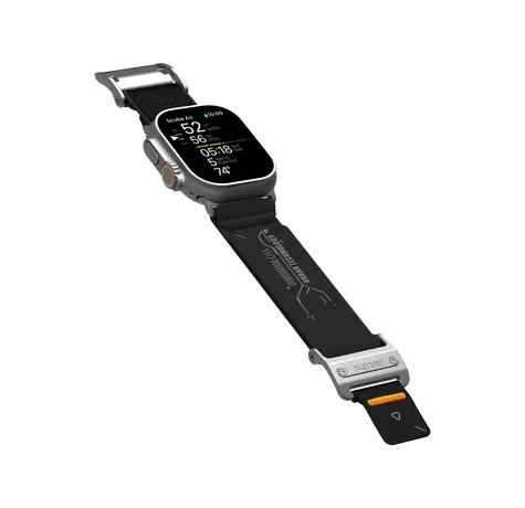 Aulumu A11 Mag Buckle Slim řemínek pro Apple Watch, stříbrná spona, černý pásek