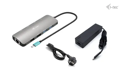i-tec USB-C Metal Nano Dock 100W + nabíječka / dokovací stanice / 2x HDMI / 1xUSB-C & 2x USB3.0 & 2x USB 2.0 / LAN