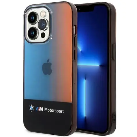 BMW Half Tricolor Zadní kryt pro iPhone 14 Pro Max 6,7 černá