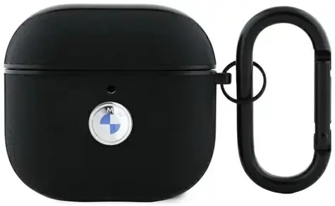 BMW Kryt pro AirPods 4  originální kůže se stříbrným logem černá
