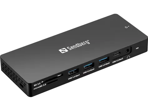 Rozbaleno - Sandberg USB-C 13v1 dokovací stanice černá / HDMI & DP & VGA & USB & SD & Ethernet (100 W) / rozbaleno