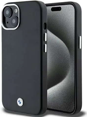 BMW Zadní kryt Signature Wrapped MagSafe pro iPhone 15 Plus / 14 Plus kovový černá