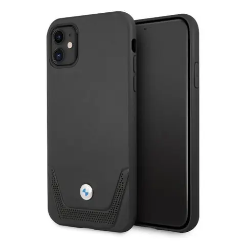 BMW Zadní kryt perforovaný kožený pro iPhone 11 / XR černá