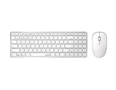 Rozbaleno - Rapoo 9300M Multi-Mode bílá / bezdrátová sada klávesnice a myši / 2.4 GHz / BT 3.0 a 4.0 / CZ-SK verze / rozbaleno