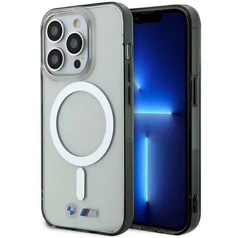 BMW Zadní kryt se stříbrným kroužkem MagSafe pro iPhone 14 Pro Max 6,7 transparentní