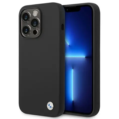 BMW Zadní kryt kovový s logem pro iPhone 14 Pro Max černá