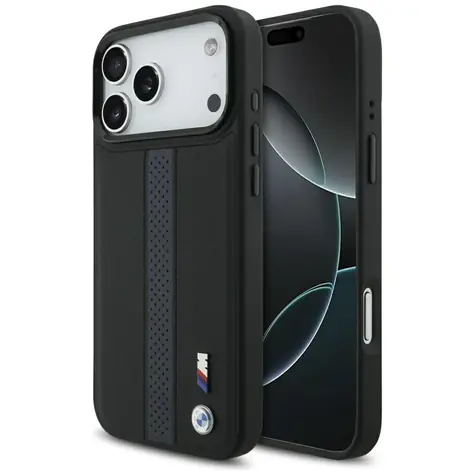 BMW Zadní kryt perforovaný s pruhem a logem MagSafe pro iPhone 17 Pro Max modrá