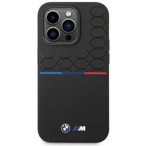 BMW Zadní kryt silikonový se vzorem pro iPhone 15 Pro černá