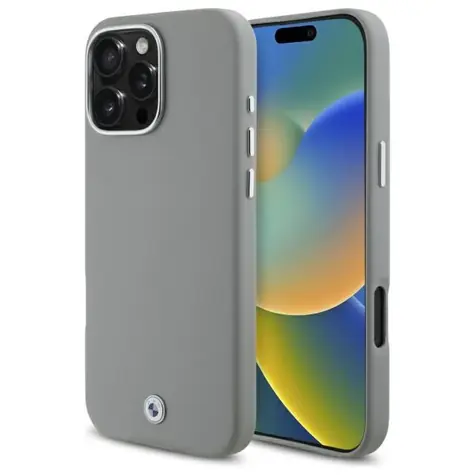BMW Zadní kryt kovový s logem pro iPhone 16 Pro Max šedá