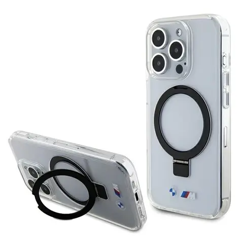 BMW Zadní kryt Ring Stand Collection MagSafe pro iPhone 15 Pro transparentní