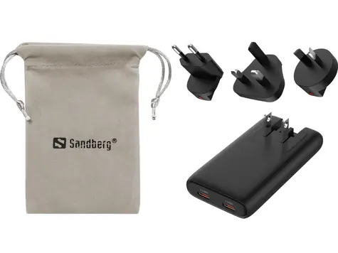 Sandberg 4in1 TravelCharger 65W černá / Cestovní nabíjecí adaptér / 2x USB-C 