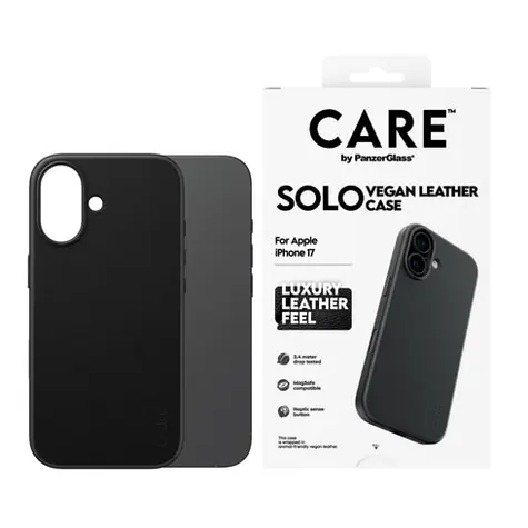 Rozbaleno - PanzerGlass CARE kryt Apple iPhone 17 SOLO MagSafe černá veganská kůže / rozbaleno