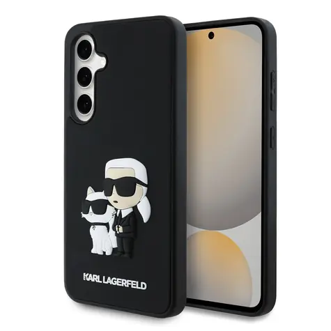 Rozbaleno - Karl Lagerfeld 3D Rubber Karl and Choupette Zadní Kryt pro Samsung Galaxy S24 FE Black / rozbaleno