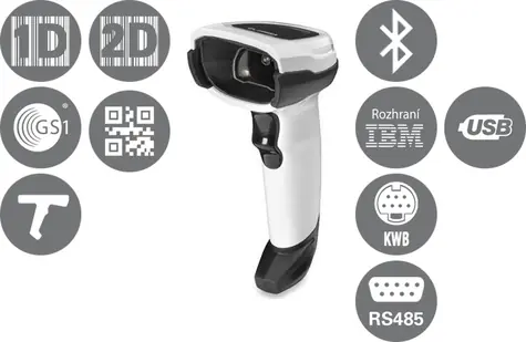 ZEBRA čtečka DS8178 SR bílá / snímač 2D čárových kódů / BT / FIPS / bez kabelu