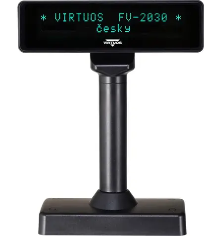 Virtuos zákaznický display FV-2030B / VFD / 2 x 20 znaků / 9 mm / RS232 / včetně napájení +12V / černý