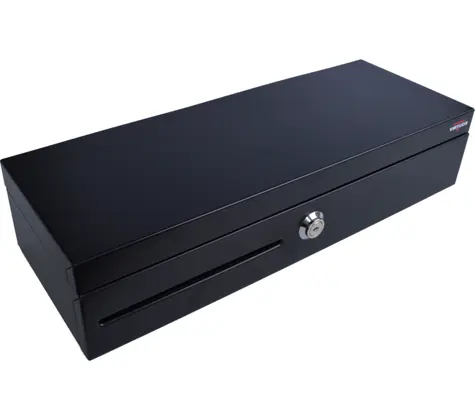 VIRTUOS Pokladní zásuvka flip-top FT-460C1 černá / s kabelem / bez zamykacího krytu / 9-24V