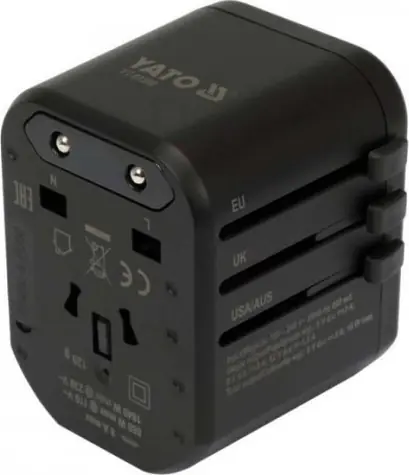 YATO YT-81300 / Cestovní adaptér / 18W / Typ I & G & A & C / USB-A / USB-C