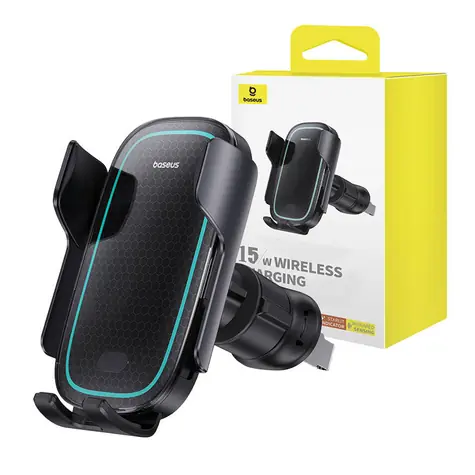 Baseus C40357 MilkyWay Pro 15W černá / Bezdrátový nabíjecí držák telefonu do auta