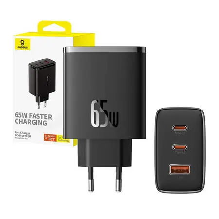 Baseus P10152301113-00 Cube Pro Napájecí adaptér černá / USB-A / USB-C / 65W