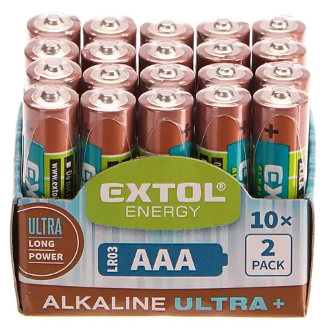 EXTOL-ENERGY Baterie alkalické ULTRA+ 1.5V AAA (LR03) 20ks