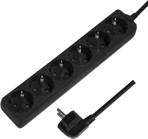 Logilink LPS238B černá / Prodlužovací přívod 230V / 1.5m / 6 zásuvek