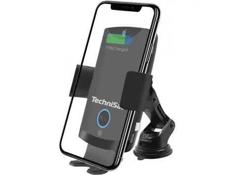 TechniSat Smartcharge 2 Nabíjecí držák telefonu do auta černá / 65-100 mm / do mřížky / na sklo / Qi / USB-C / 10W