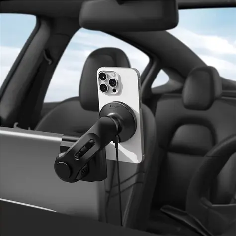 Spigen Tesla TapLock MagSafe Car Mount Charger černá / bezdratová nabíječka / držák na telefon do auta