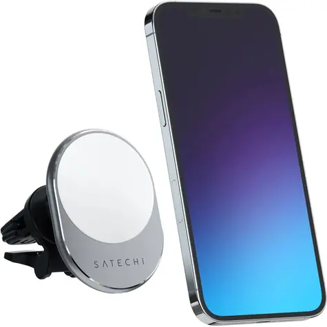 Satechi Magnetic Wireless Car Charger šedá / Bezdrátová nabíječka do auta / Magnetická / Qi / USB-C / 7.5W