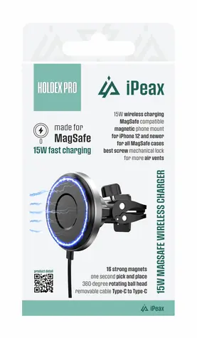iPEAX HOLDEX PRO Držák telefonu do auta s MagSafe nabíjením černá / 15W / USB-C