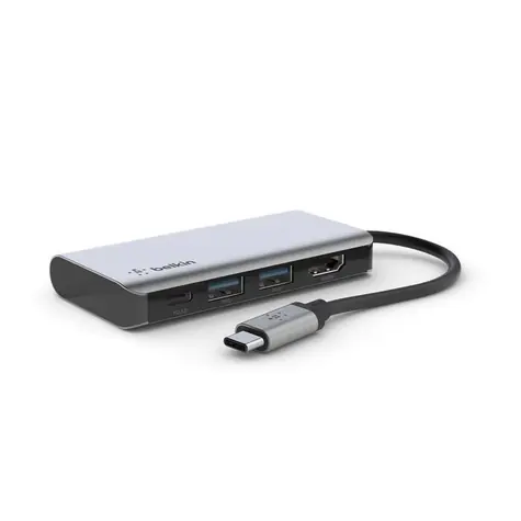 Belkin USB-C 4v1 Multiport adaptér šedá / USB-C / 2x USB-A / HDMI / PD 100W