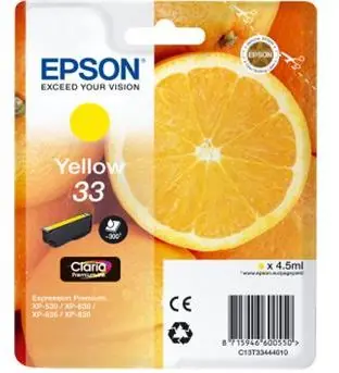 EPSON T3344 originální cartridge 33 / XP-530 / XP-630 / XP-635 / XP-830 / 4.5 ml / žlutá
