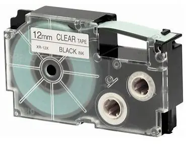 CASIO originální páska do tiskárny štítků CASIO XR-12X1 / černý tisk / průhledný podklad / nelaminovaná / 8m / 12mm