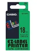 CASIO originální páska do tiskárny štítků CASIO XR-18GN1 / černý tisk / zelený podklad / nelaminovaná / 8m / 18mm