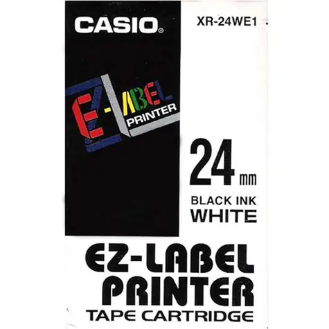 CASIO originální páska do tiskárny štítků CASIO XR-24WE1 / černý tisk / bílý podklad / nelaminovaná / 8m / 24mm