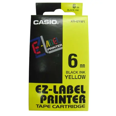 CASIO originální páska do tiskárny štítků CASIO XR-6YW1 / černý tisk / žlutý podklad / nelaminovaná / 8m / 6mm