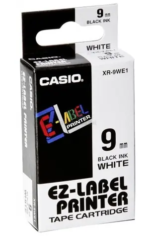 CASIO originální páska do tiskárny štítků CASIO XR-9WE1 / černý tisk / bílý podklad / nelaminovaná / 8m / 9mm
